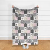 Farm // Love you till the cows come home - wholecloth cheater quilt - Pink - Rotated 