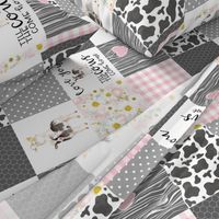 Farm // Love you till the cows come home - wholecloth cheater quilt - Pink - Rotated 