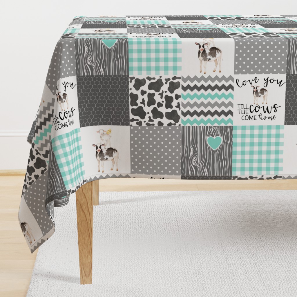 Farm // Love you till the cows come home - wholecloth cheater quilt - rotated