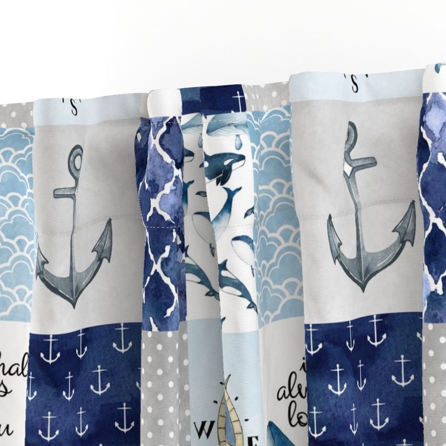 Nautical // I whale always love you - wholecloth cheater quilt