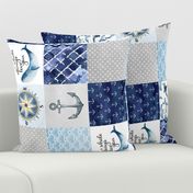 Nautical // I Whale always love you - wholecloth Cheater Quilt - Rotated