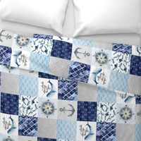 Nautical // I Whale always love you - wholecloth Cheater Quilt - Rotated