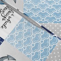 Nautical // I Whale always love you - wholecloth Cheater Quilt - Rotated