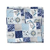 Nautical // I Whale always love you - wholecloth Cheater Quilt - Rotated