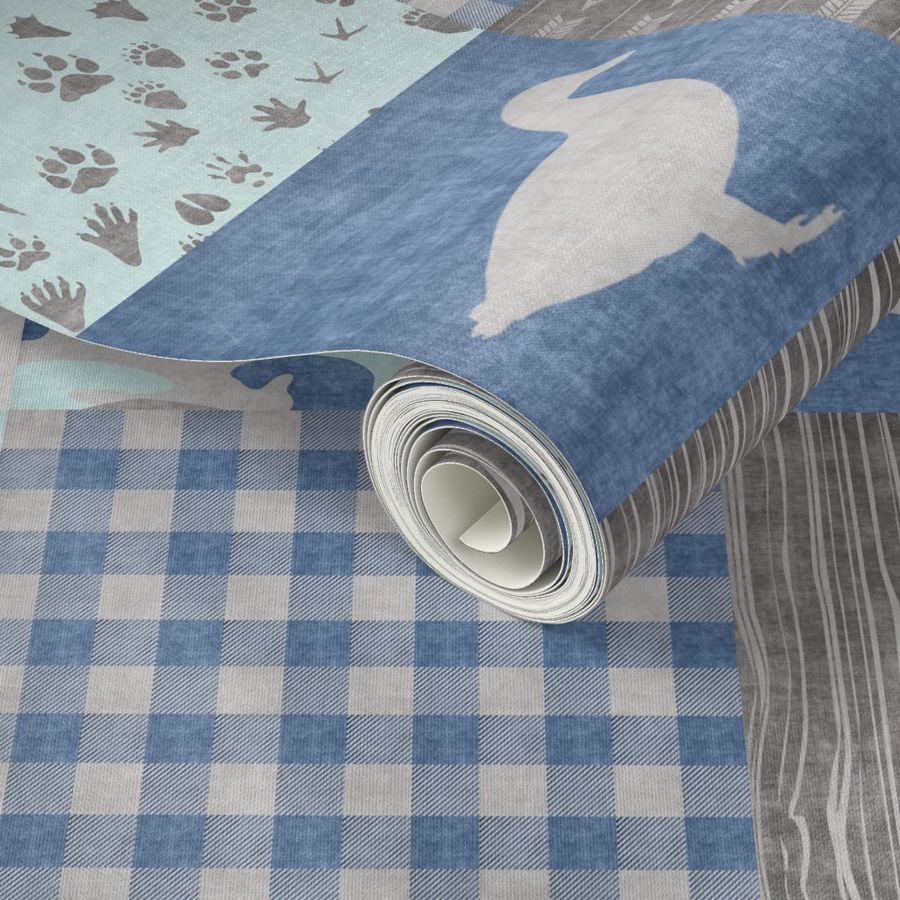 Ducks & Trucks - Wholecloth Cheater Quilt - Navy/Mint