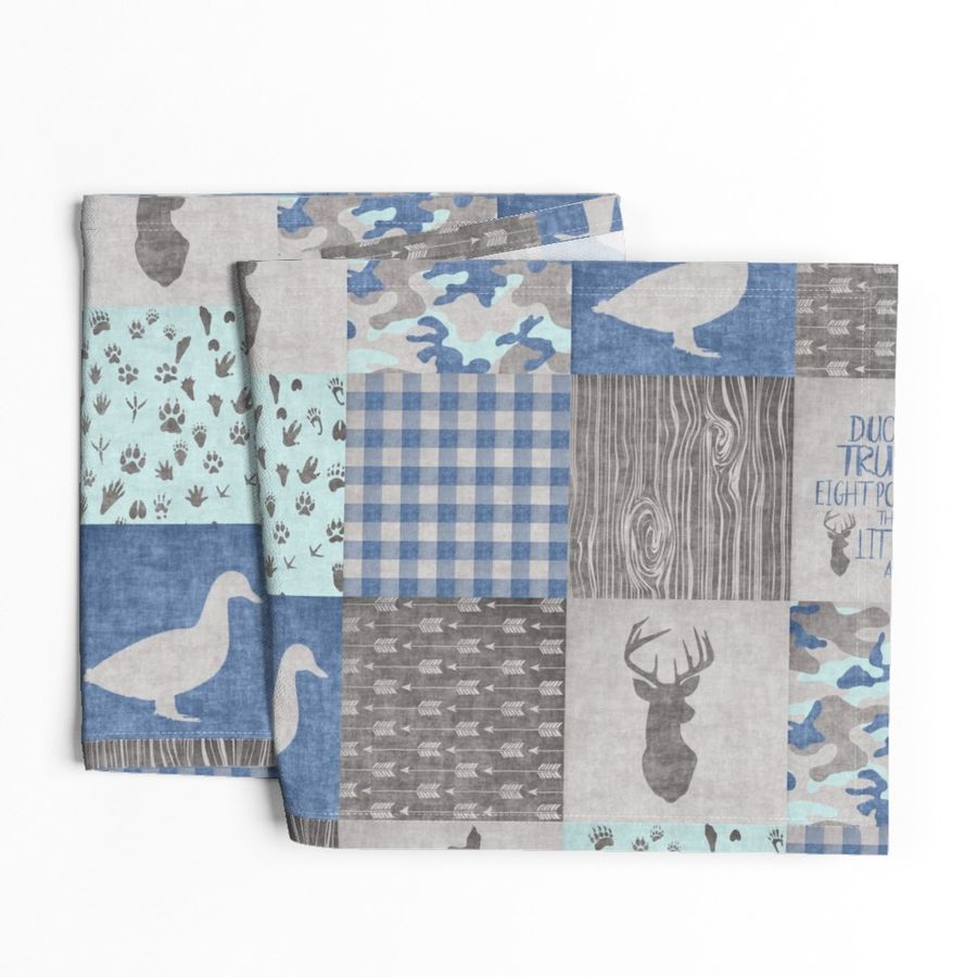 Ducks & Trucks - Wholecloth Cheater Quilt Navy/Mint  - Rotated