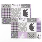 Purple Love you to the mountains version 2 - wholecloth cheater quilt rotated