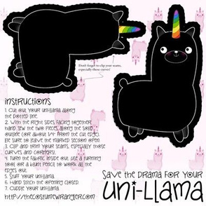Sew Your Own Mini Black Uni Llama