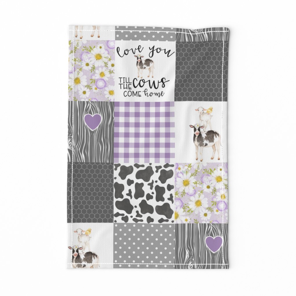 Purple - Farm // Love you till the cows come home - wholecloth cheater quilt