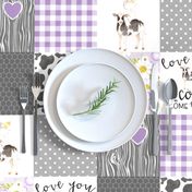 Purple - Farm // Love you till the cows come home - wholecloth cheater quilt