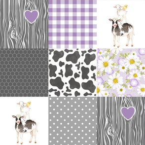 Purple - Farm // Love you till the cows come home - wholecloth cheater quilt
