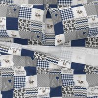 Navy - Farm // Love you till the cows come home - wholecloth cheater quilt