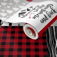 Red - Love you to the mountains and back - wholecloth cheater quilt 