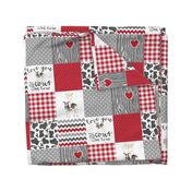 Red - Farm // Love you till the cows come home - Wholecloth Cheater Quilt