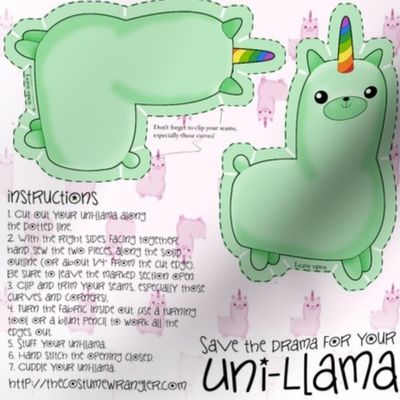 Sew Your Own Mini Minty Green Uni Llama