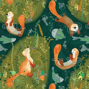 Pattern #74 -  Playful otters by the river 