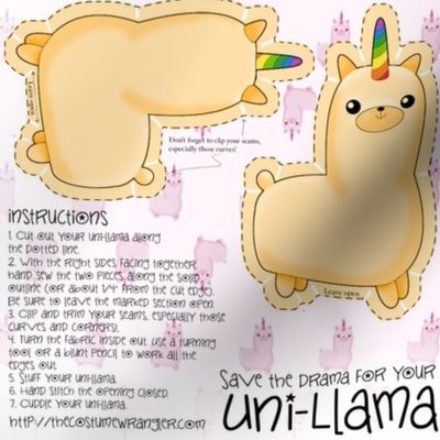 Sew Your Own Mini Orange Uni Llama