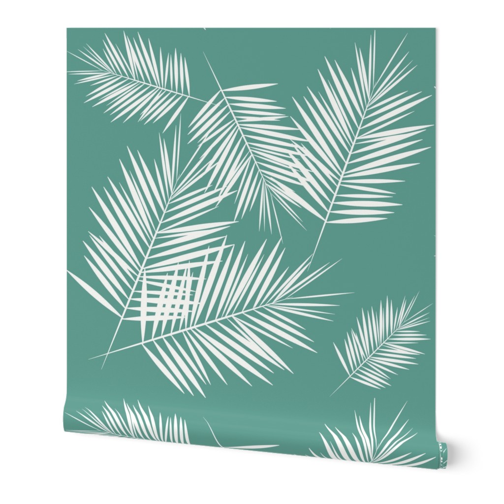 Micro scale - palm leaf white on aqua