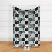 lineman patchwork - dark mint - plaid