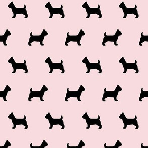 Yorkshire Terrier Silhouettes on Pink