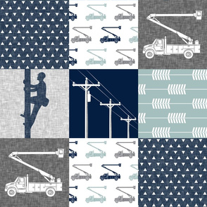 lineman patchwork - navy & grey - arrows