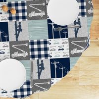 lineman patchwork - navy and dusty blue