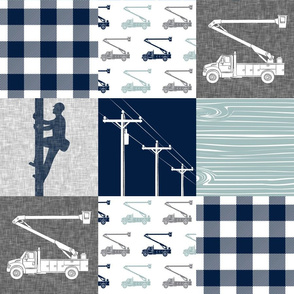 lineman patchwork - navy and dusty blue