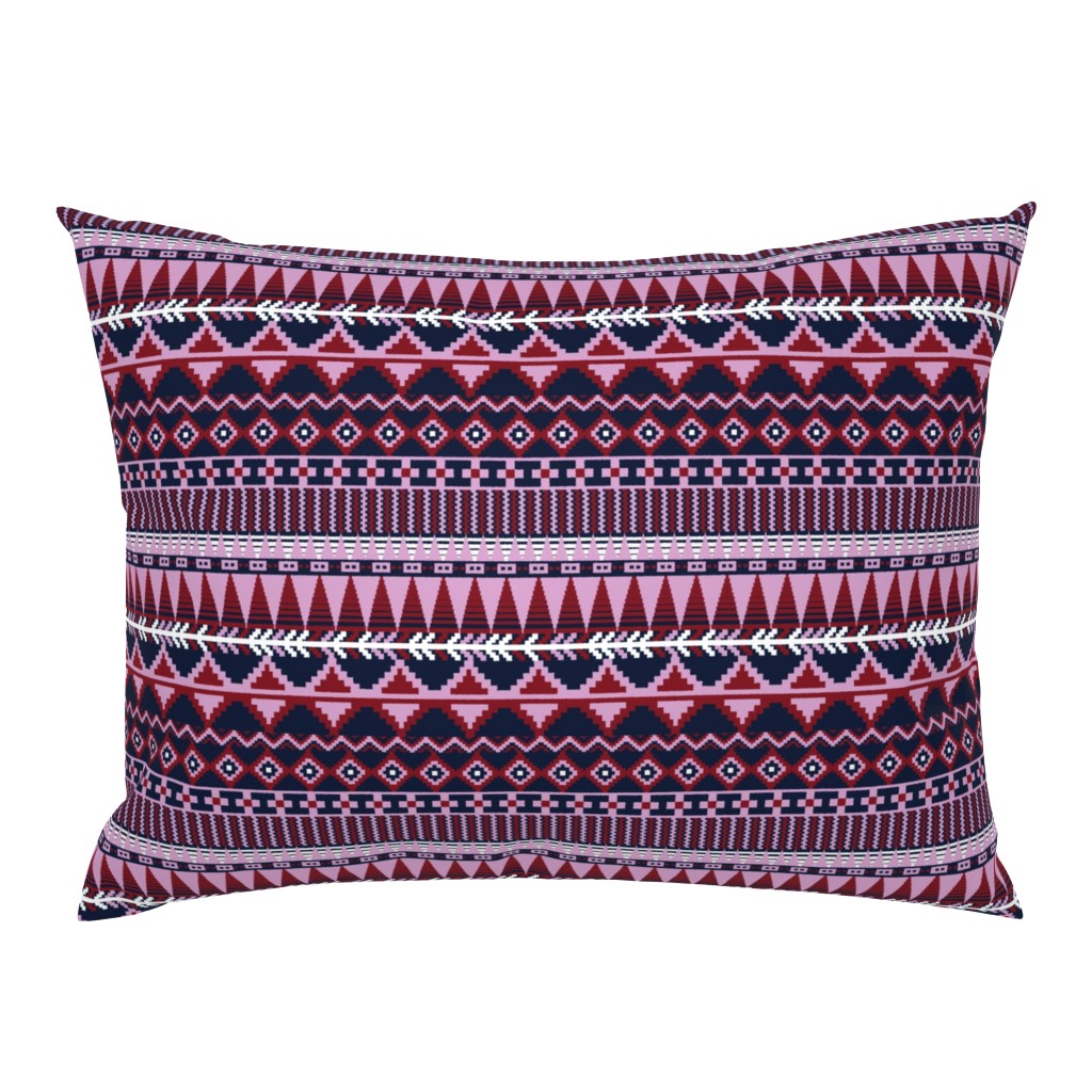 Farmhouse Kilim in Light Orchid, Navy + Burgundy