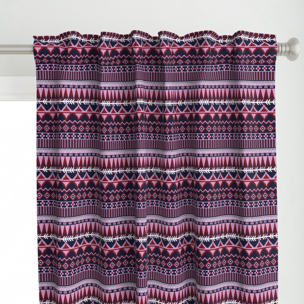 Farmhouse Kilim in Light Orchid, Navy + Burgundy