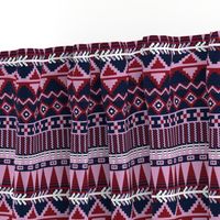 Farmhouse Kilim in Light Orchid, Navy + Burgundy