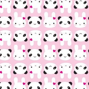 Super Cute Kawaii Bunny and Panda (Pink)
