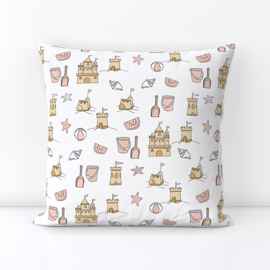 sandcastles // beach day summer fun fabric seaside sandcastle tan lite