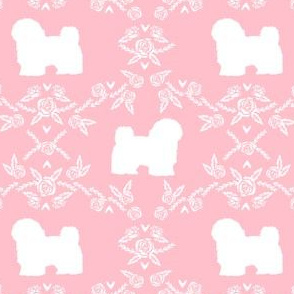 havanese floral silhouette florals dog breed pet fabric pink