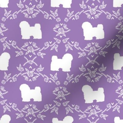 havanese floral silhouette florals dog breed pet fabric purple