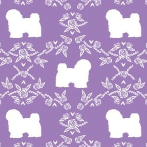 havanese floral silhouette florals dog breed pet fabric purple