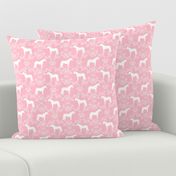 Horses floral silhouette florals farm animal pet fabric pink