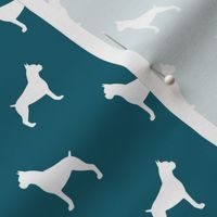 Boxer Dog Silhouettess on Teal