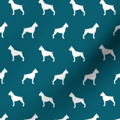 Boxer Dog Silhouettess on Teal