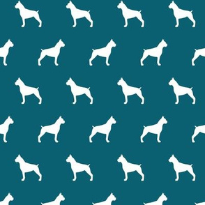 Boxer Dog Silhouettess on Teal