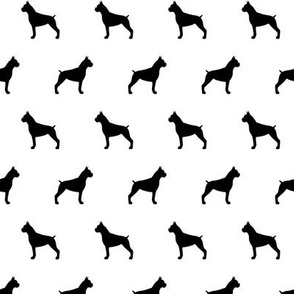 Boxer Dog Silhouettes Black and White