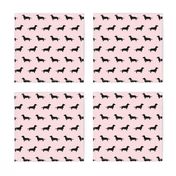 Dachshund Silhouettes on Pink