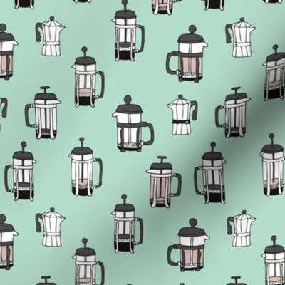 Cool minty barista coffee maker illustration pattern