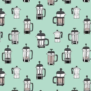 Cool minty barista coffee maker illustration pattern