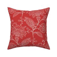 Crewel Work Allover Red