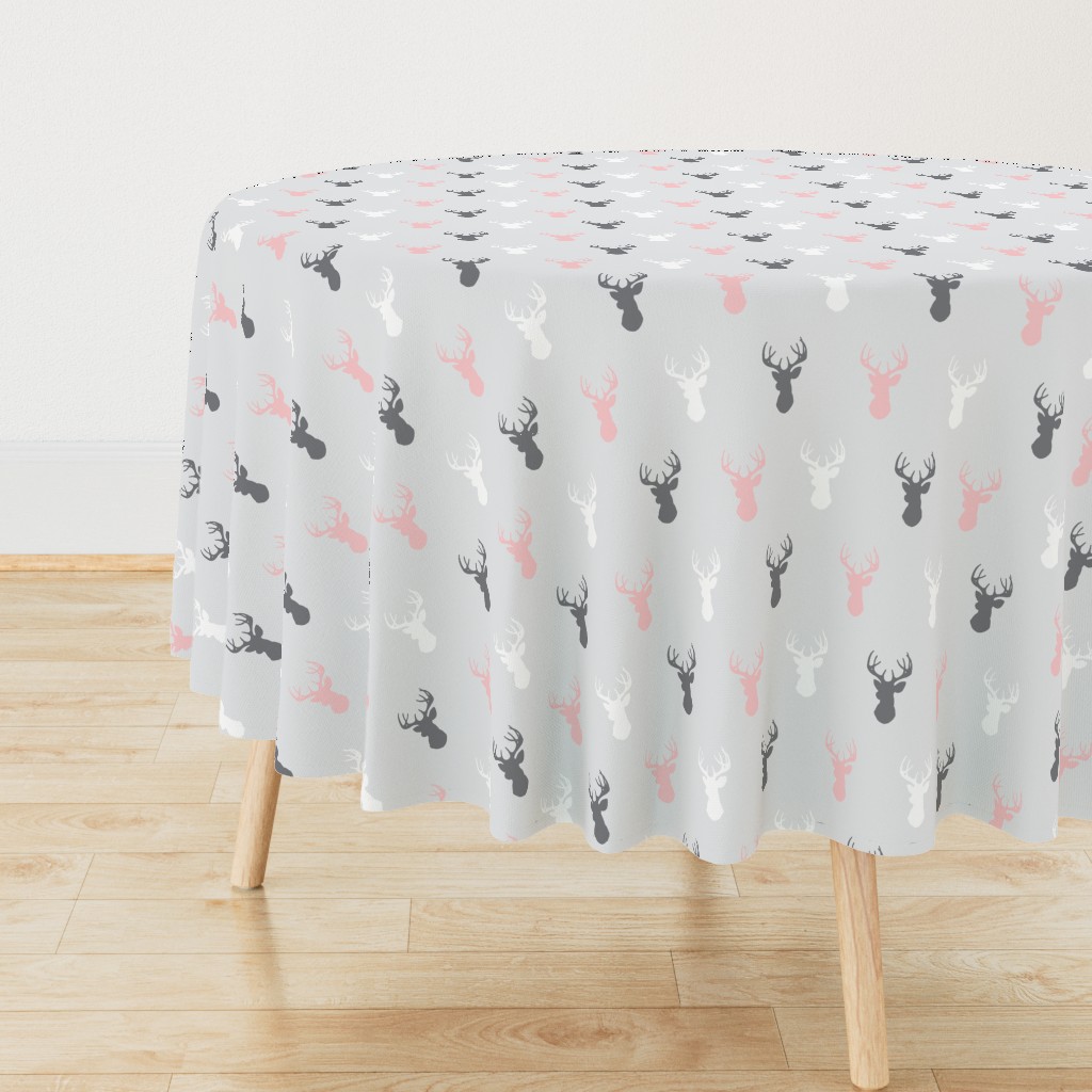 Deer - pink and grey on silver