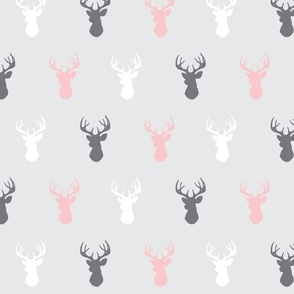 Deer - pink and grey on silver