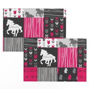 Wild and Free Horses - Fuchsia, Black, And Grey