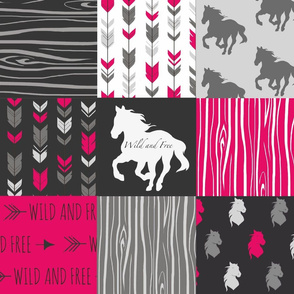 Wild and Free Horses - Fuchsia, Black, And Grey