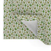 Avocado  Fabric on White Tiny Small 0,5 inch