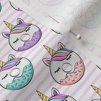 (small scale) unicorn donuts - pink stripes